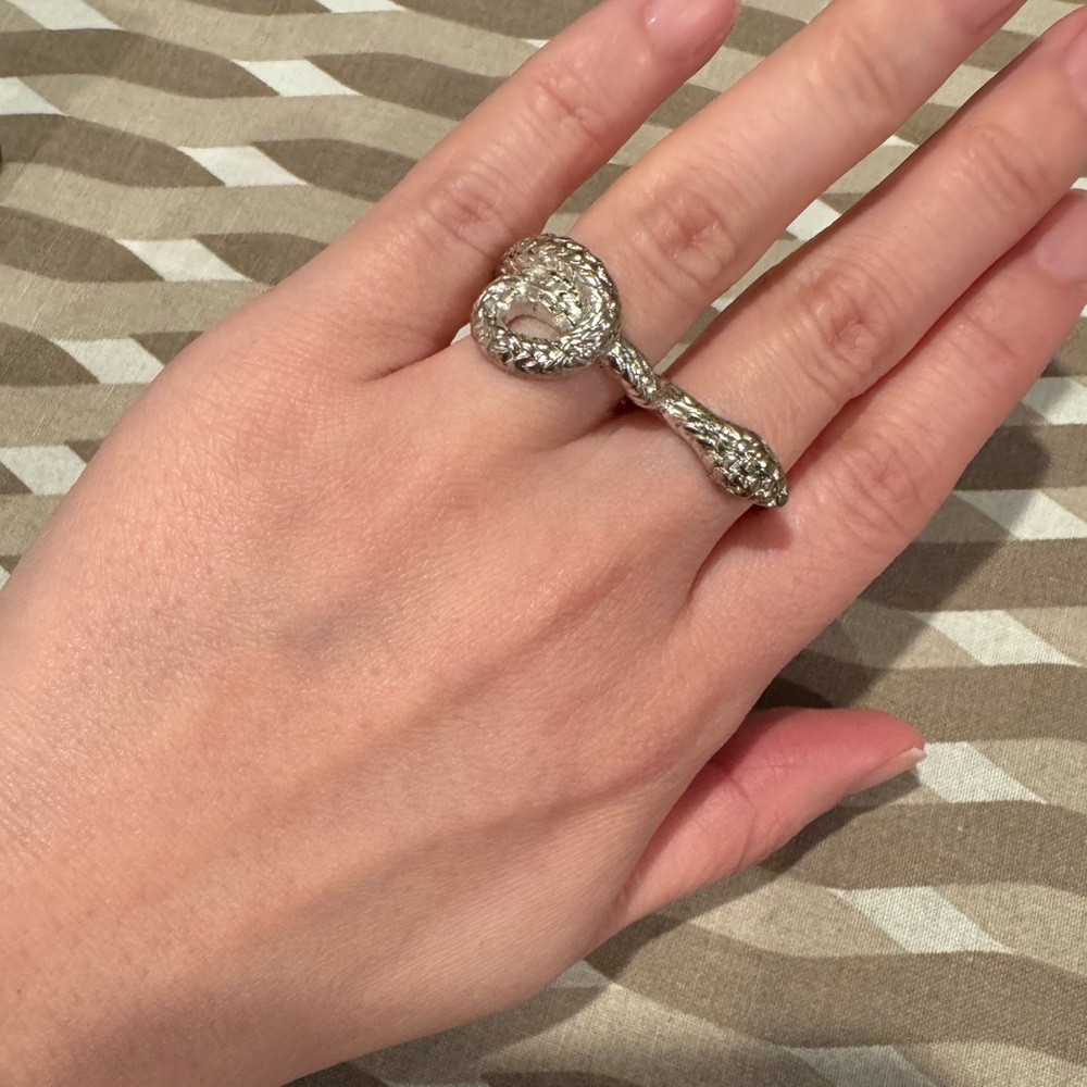 ASOS Silver Snake Double Finger Band Chunky Ring Size 6